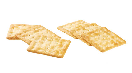 Water crackers isolated. Square water crackers isolated on white background.