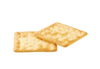 Two water crackers isolated. Water crackers  isolated on white background.