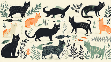Obraz premium pet cat in illustrator drawing