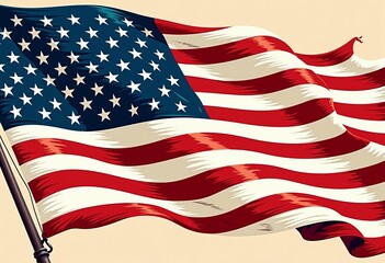 Fototapeta premium Freedom and Peace Design: US Independence Day, American Flag, Stars, July 4th Poster, Patriotic Illustration, Graphic, Red White Blue, Celebration, Independence, Poster Art.