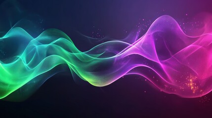 Obraz premium A bold combination of neon green and magenta wave patterns with glowing accents, exuding energy