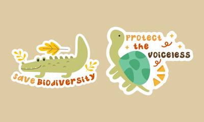 Bundle Set Sticker Widlife. Vector illustration