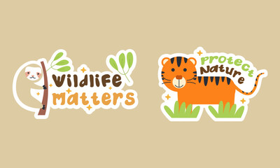 Bundle Set Sticker Widlife. Vector illustration	

