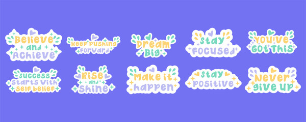 bundle set Motivational Quotes sticker. vector illustration