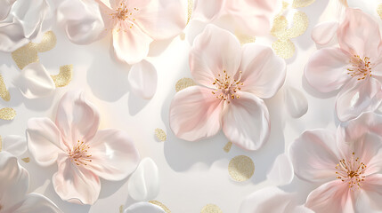 White flowers on a white background in spring bloom