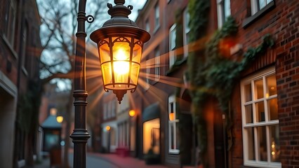 Europe Vintage Street light. Lens Flare