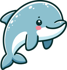 Playful marine animal stickers, dolphin