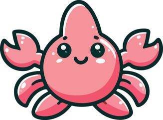 Playful marine animal stickers, crab