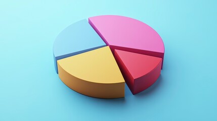 Obraz premium A colorful pie chart on a light blue background, illustrating data visualization and analysis.