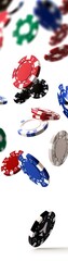 flying casino poker chips, on a white background, generative ai