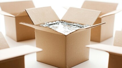 Insulated shipping box, studio, cold chain, packaging, delivery, background boxes, food transport, ecommerce