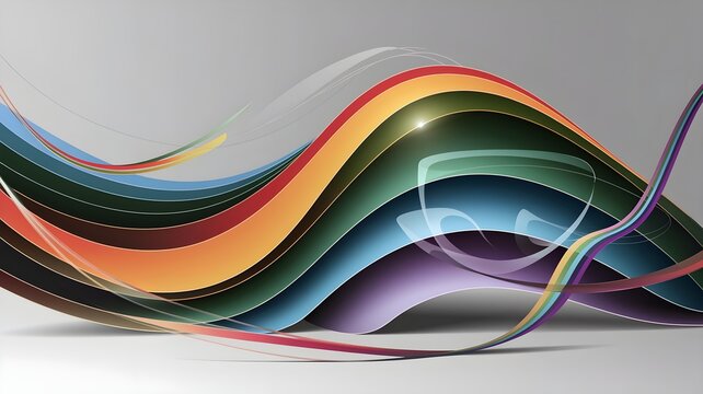  Abstract waves, flowing lines, gradient colors, smooth curves, colored minimal background