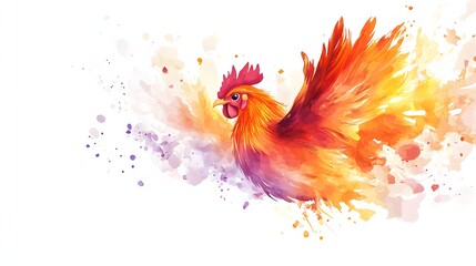 Fototapeta premium Vibrant Rooster Watercolor Painting Artistic Design