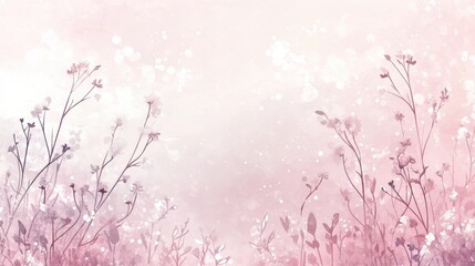 Obraz premium Delicate Blooming Flowers on Soft Pink Background with Bokeh Effect
