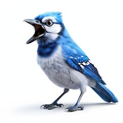 the AI Image Generator, Bird Singing on White Background in Vibrant Feather Detail