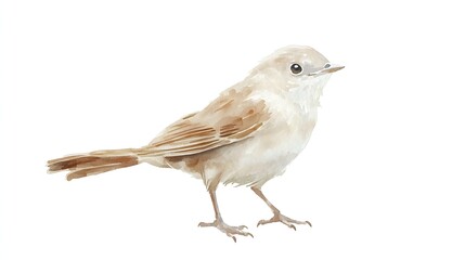 Obraz premium Watercolor Painting of a Small Brown Bird