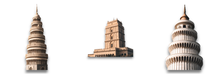 Isolated architectural structures on a transparent background