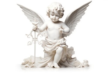 Angel white cupid white background.