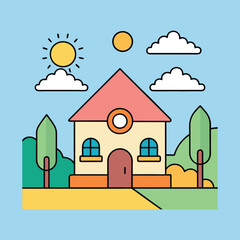 Naklejka premium house and sunshine vector illustration