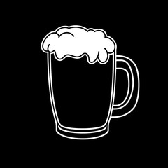 Mug of beer with foam in a sleek outline style