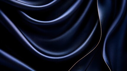 Fototapeta premium Elegant Deep Blue Satin Fabric Drapery with Soft Waves and Textures