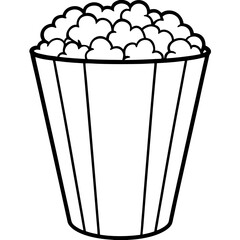 Popcorn Bucket Line Art Vector