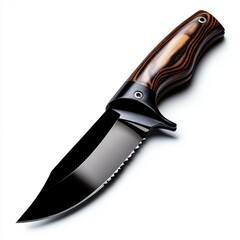 Obraz premium Knife with wooden handle on a white background for culinary and kitchen use