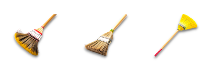 Isolated brooms on transparent background, perfect for cleaning tasks