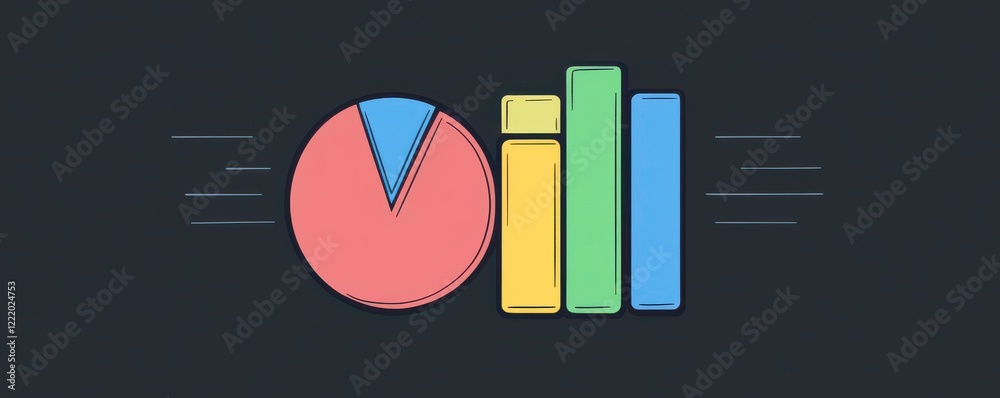 Poster a colorful graphic featuring a pie chart and bar graphs illustrating data visualization concepts.