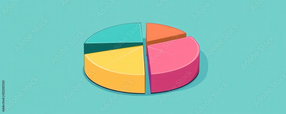 Poster a colorful pie chart displaying four segments, each representing different data categories against a