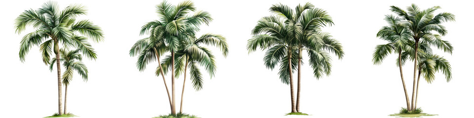 Fototapeta premium set of Palm tree, cutout, detailed cutout of palm tree, palm tree, graphic cutout, palm tree cutout design, realistic cutout of palm tree, on a transparent backgrounds