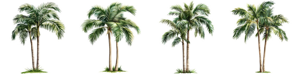 Fototapeta premium set of Palm tree, cutout, detailed cutout of palm tree, palm tree, graphic cutout, palm tree cutout design, realistic cutout of palm tree, on a transparent backgrounds
