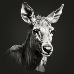 Fototapeta premium the AI Image Generator, Monochromatic Illustration of a Majestic Mule Deer i
