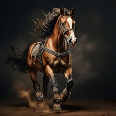the AI Image Generator, Shot of a Gallant Horse in Motion Under Focused Lighting