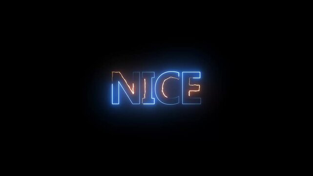 Nice Neon Text Animation and Graphic Design, Neon Shine Text Icon Animation with Nice, Neon Nice Text Animation and Graphic Sign