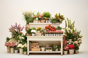 Fototapeta premium Flower shop plant rose box.