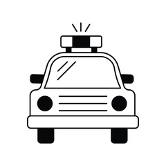 Police Car glyph  icon with white background vector stock illustration