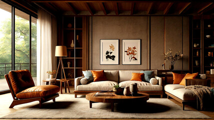 Minimalist Living Room with Neutral Colors and a Cozy Atmosphere