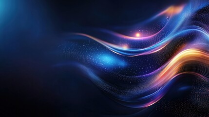 Obraz premium A dark navy blue and soft silver background with fine glowing particle effects for a futuristic yet mysterious look