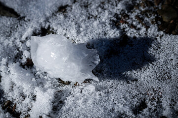 abstract block of ice on snow nature environment landscape with texture detail winter background