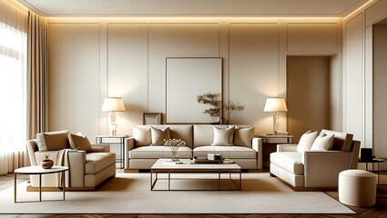Luxury Living Room with Velvet Sofas and Contemporary Design