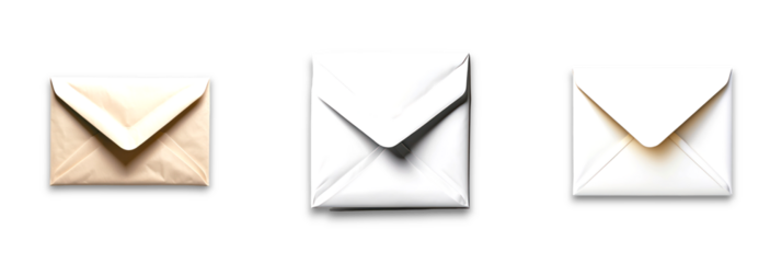 A collection of envelopes isolated on a transparent background