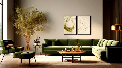 A serene, modern, cosy living room