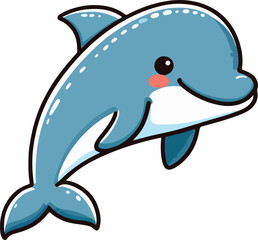 Playful marine animal stickers, dolphin