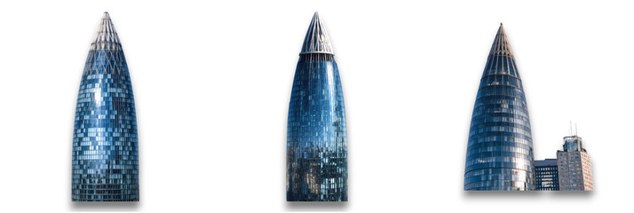 A modern glass building isolated on a transparent background