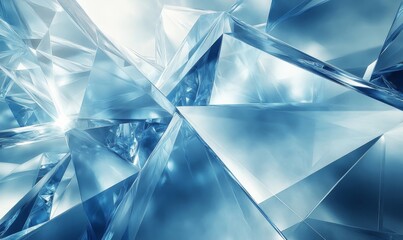 Abstract blue prisms, geometric design, 3d render, Generative AI