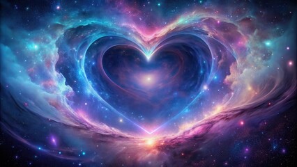 Fototapeta premium Cosmic Heart Nebula A Celestial Love Story in the Stars