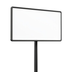 The image shows a blank rectangular billboard mounted on a black pole, ideal for advertising or promotional purposes.