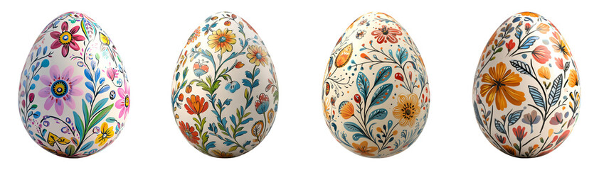 Fototapeta premium Colorful Decorative Eggs on Clear Background
