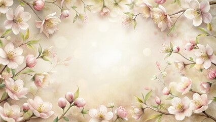 Obraz premium Delicate Pink Blossoms Frame a Soft, Pastel Background